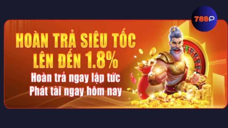 Khuyến mãi 789P không giới hạn hoàn trả lên đến 1.8%
