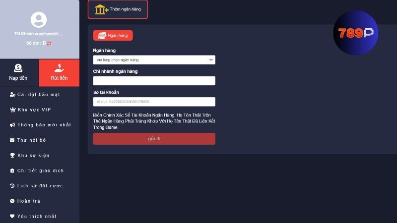 Lợi ích khi rút tiền 789P qua ngân hàng